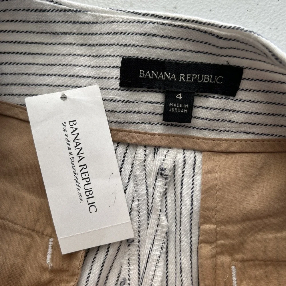 Banana Republic Pants Womens 4 Linen Blend Striped Wide Leg  Preppy Office Siren